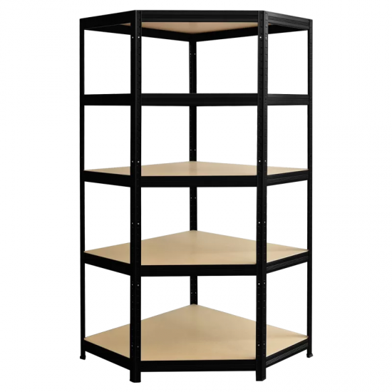 Метален стелаж ъглов STAR CORNER 180x90x45 см, до 250 кг на рафт - черен