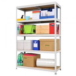 Метален стелаж STAR PLUS 180x120x45 см, до 250 кг на рафт - бял Метален стелаж STAR PLUS 180x120x45 см, до 250 кг на рафт - бял